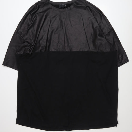 ASOS DESIGN Women Black Plus Size 20 Relaxed Colourblock T-Shirt