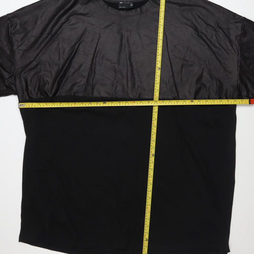 ASOS DESIGN Women Black Plus Size 20 Relaxed Colourblock T-Shirt