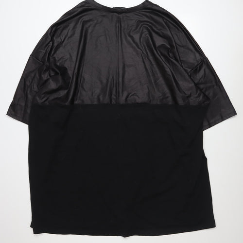 ASOS DESIGN Women Black Plus Size 20 Relaxed Colourblock T-Shirt