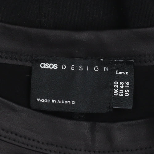 ASOS DESIGN Women Black Plus Size 20 Relaxed Colourblock T-Shirt