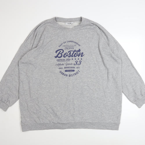 Noisy May Women's Grey Oversized Boston Print Sweatshirt Size 18