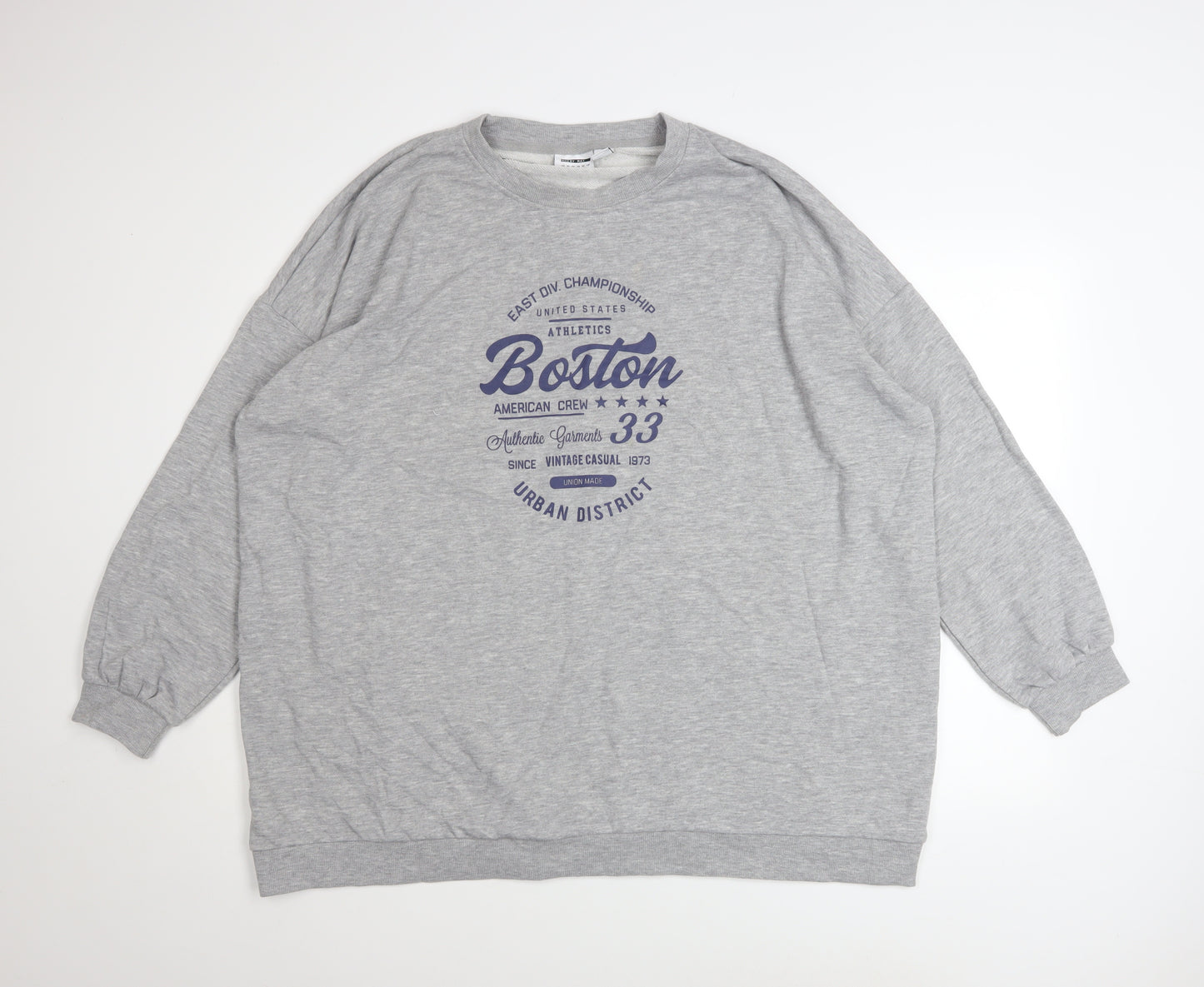 Noisy May Women's Grey Oversized Boston Print Sweatshirt Size 18