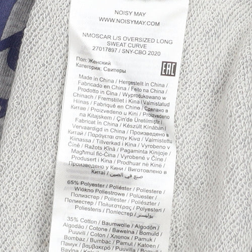 Noisy May Women's Grey Oversized Boston Print Sweatshirt Size 18