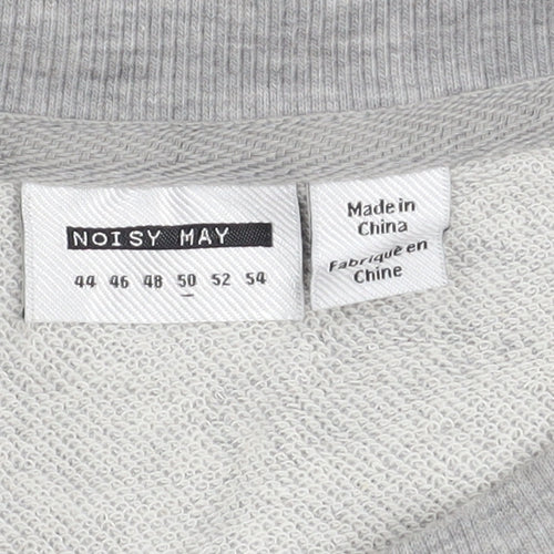 Noisy May Women's Grey Oversized Boston Print Sweatshirt Size 18