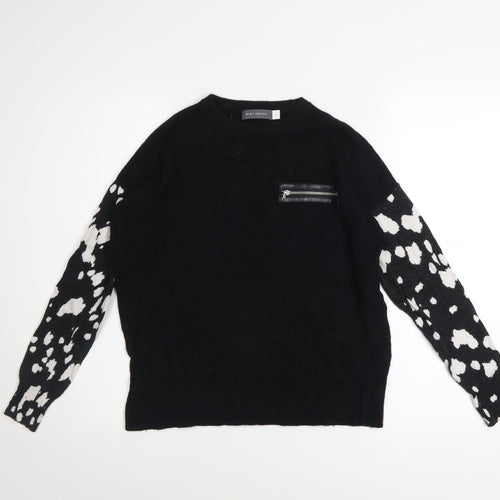 Mint Velvet Women's Black & White Animal Print Wool Pullover Jumper Size 8
