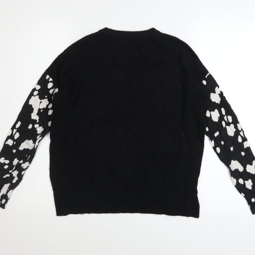 Mint Velvet Women's Black & White Animal Print Wool Pullover Jumper Size 8