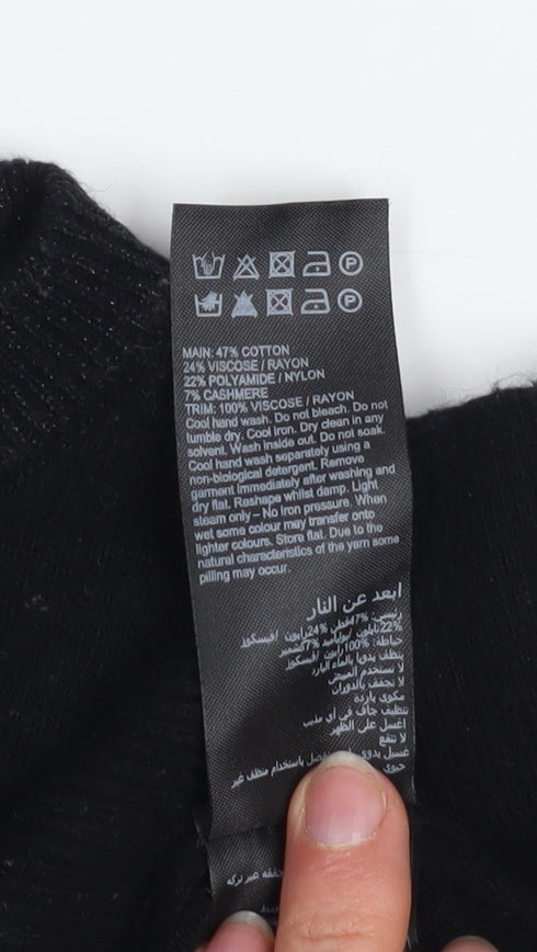 Mint Velvet Women's Black & White Animal Print Wool Pullover Jumper Size 8