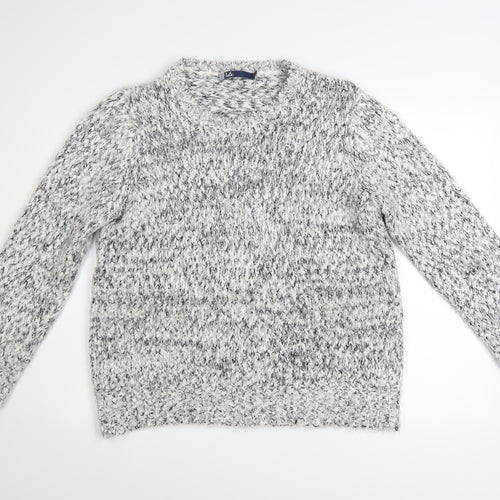 Isle Womens Grey L Chunky Knit Pullover Jumper Long Sleeve