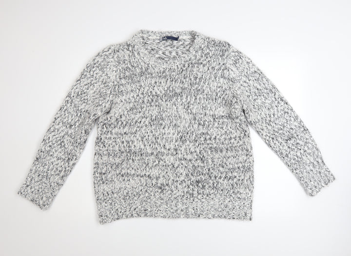 Isle Womens Grey L Chunky Knit Pullover Jumper Long Sleeve
