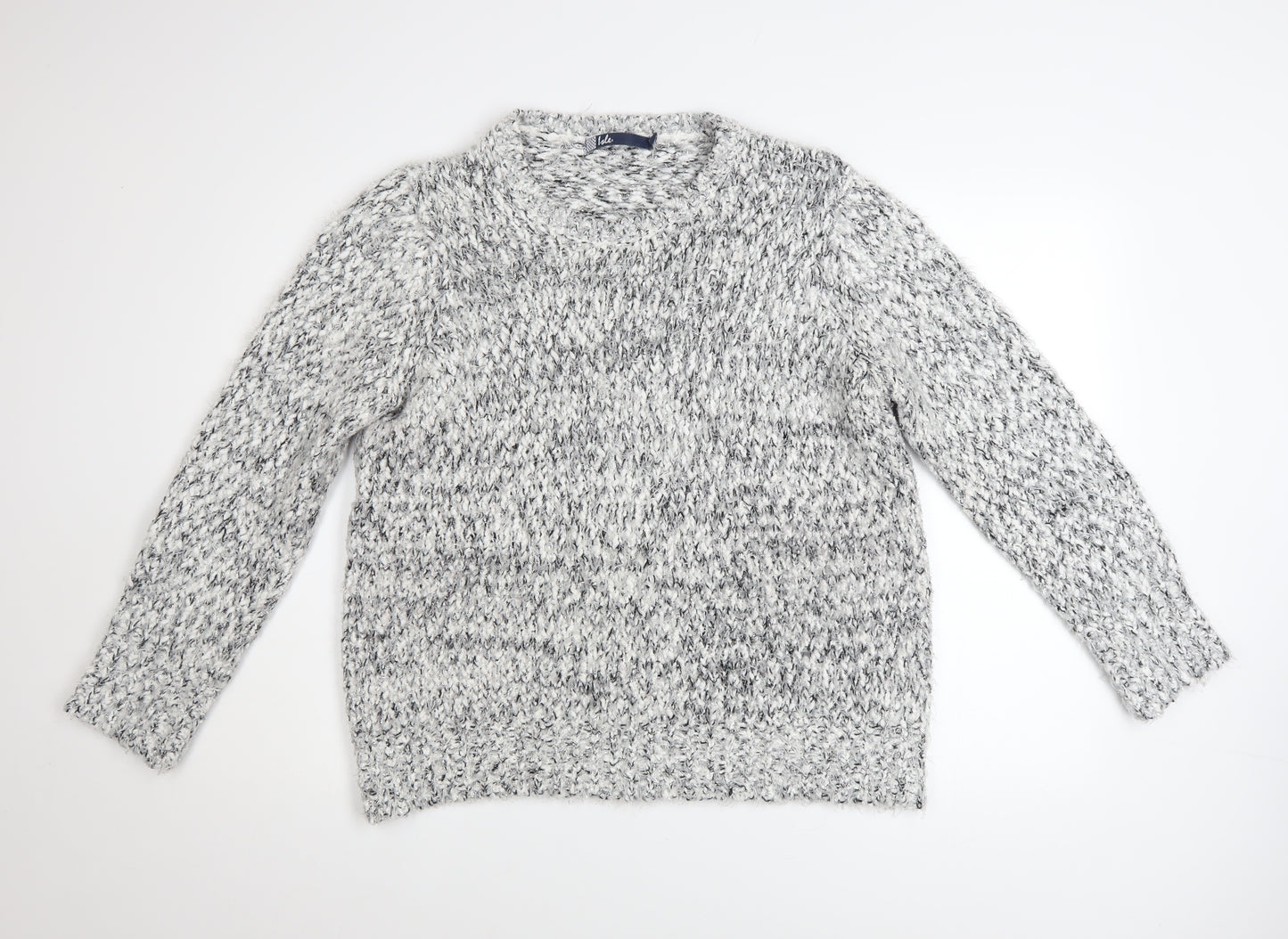 Isle Womens Grey L Chunky Knit Pullover Jumper Long Sleeve