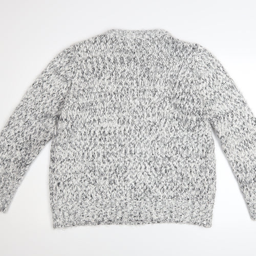Isle Womens Grey L Chunky Knit Pullover Jumper Long Sleeve