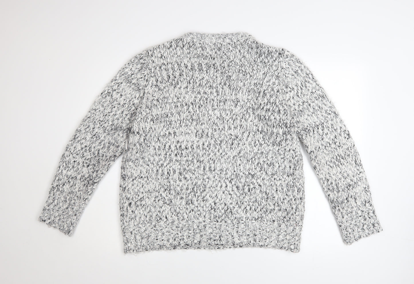 Isle Womens Grey L Chunky Knit Pullover Jumper Long Sleeve