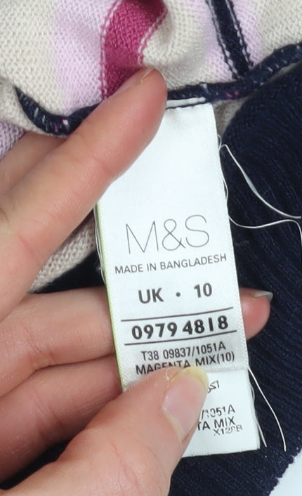 Marks and Spencer Womens Navy Stripe Pullover Jumper Size 10