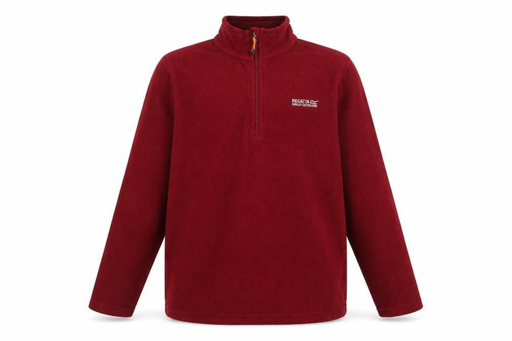 Front view of Regatta women’s red fleece 1/4 zip pullover sweatshirt uk 14