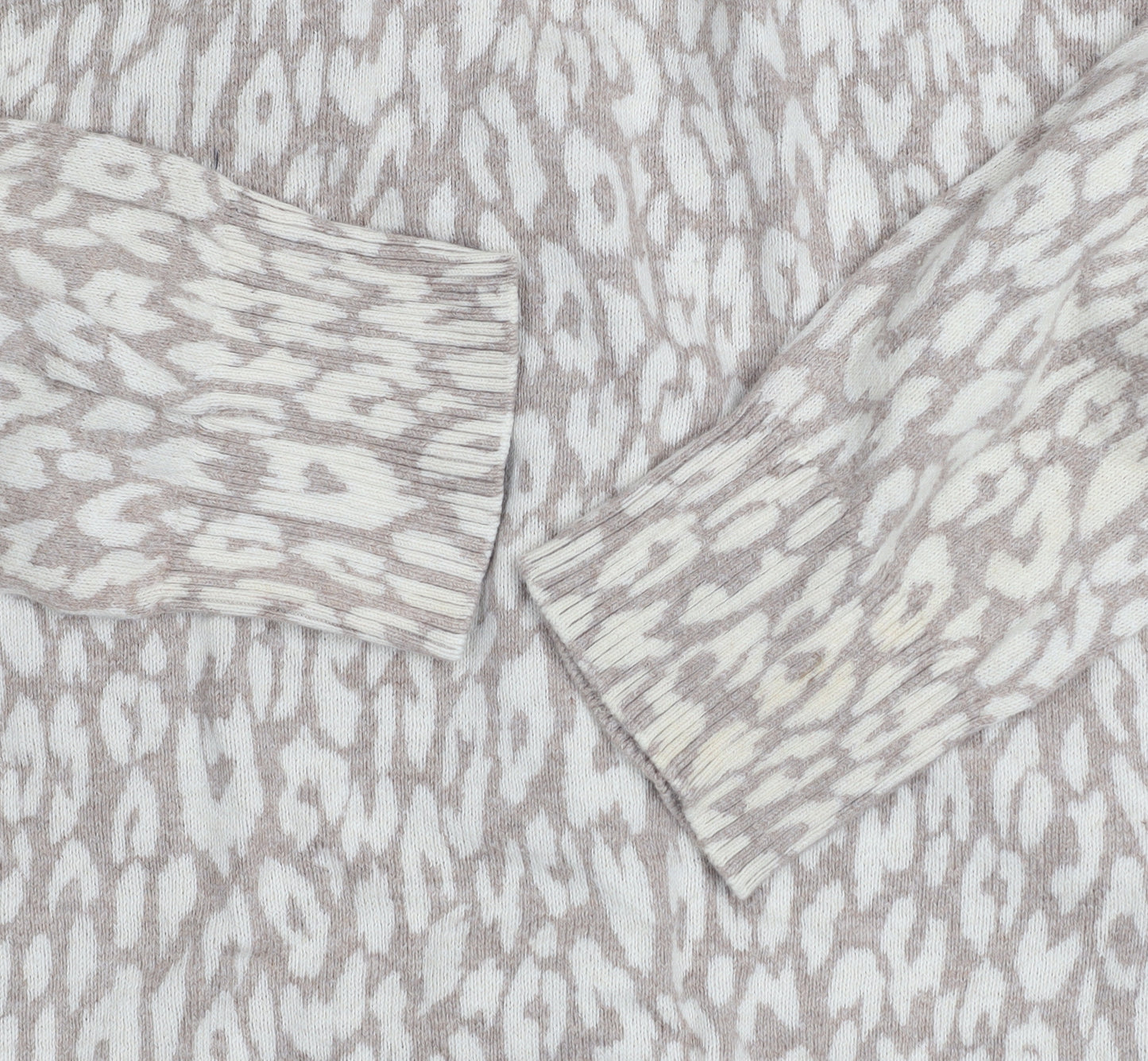 Gap Womens Beige Animal Print Cotton V-Neck Cardigan M