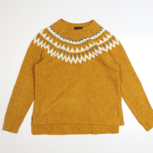 F&F Women's Yellow Fair Isle Knit Pullover Jumper UK 10