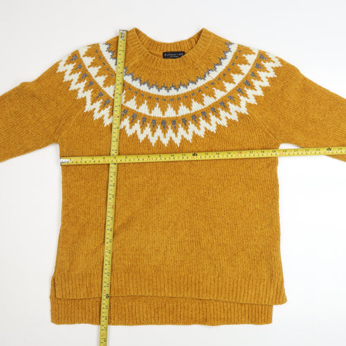F&F Women's Yellow Fair Isle Knit Pullover Jumper UK 10