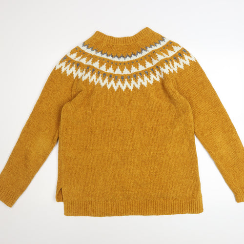 F&F Women's Yellow Fair Isle Knit Pullover Jumper UK 10