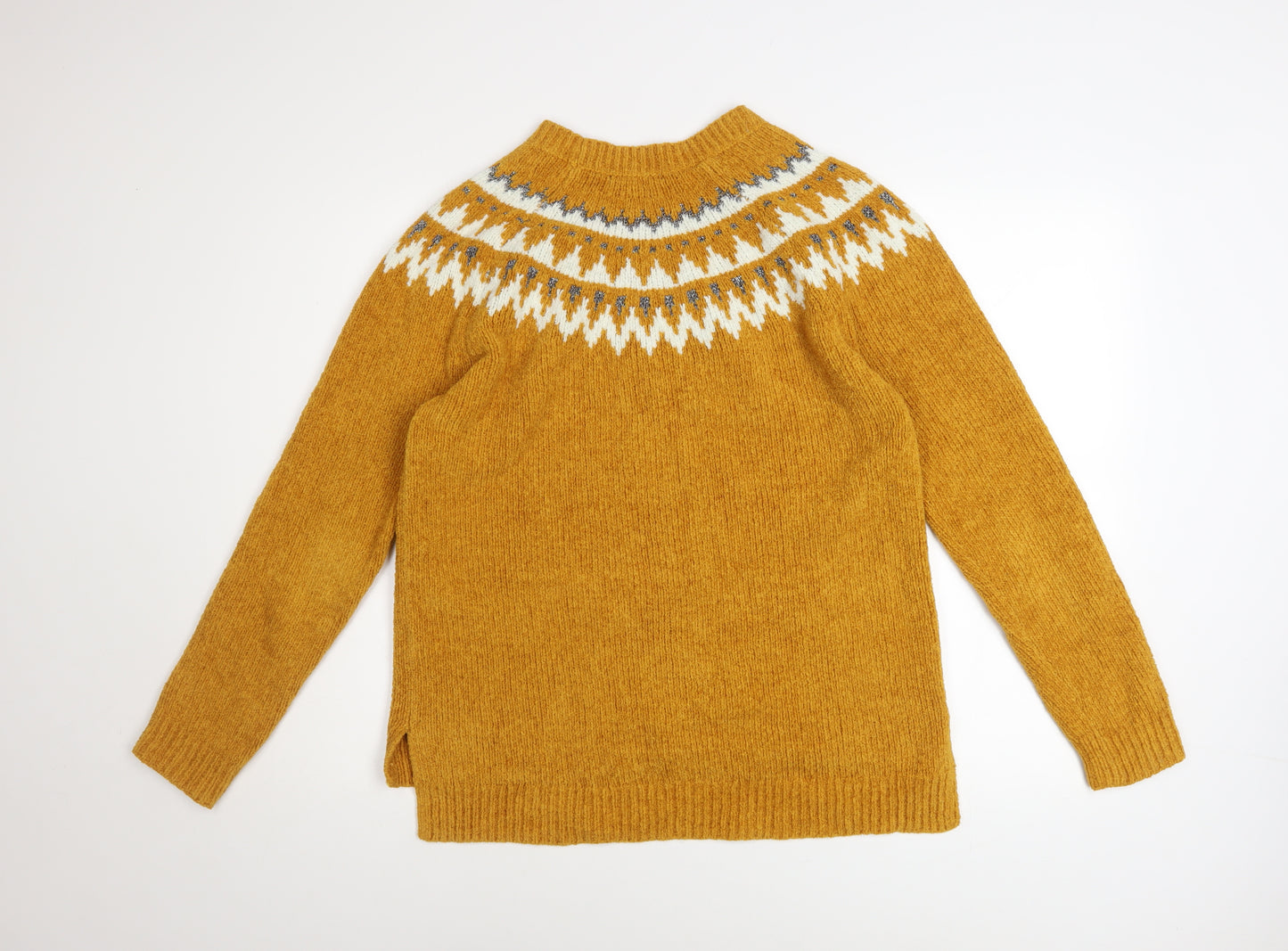 F&F Women's Yellow Fair Isle Knit Pullover Jumper UK 10