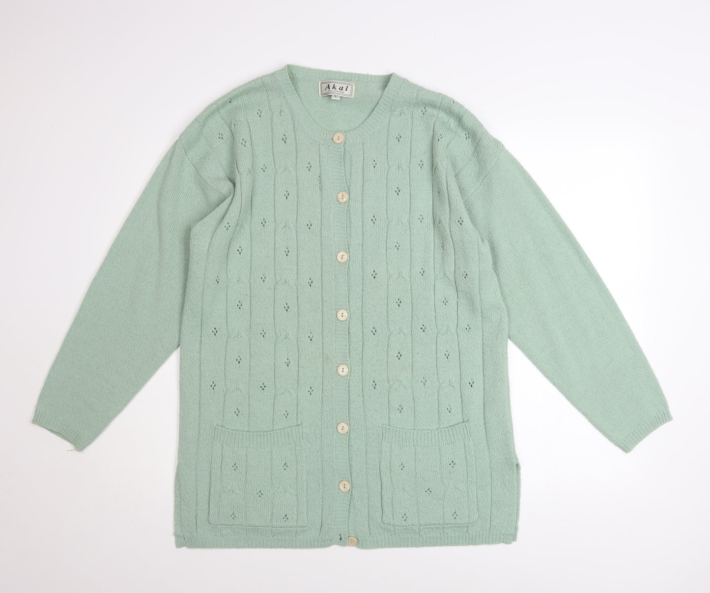 Akal Collection Women’s Green Long Sleeve Acrylic Cardigan L