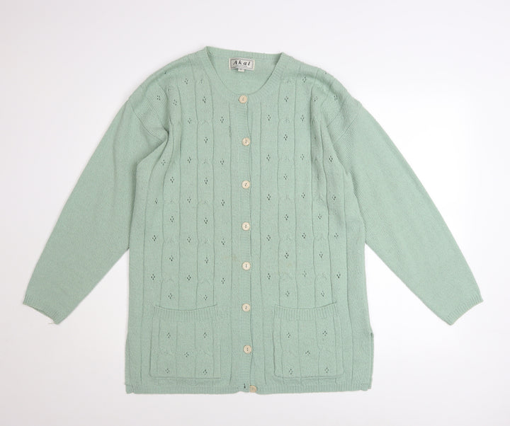 Akal Collection Women’s Green Long Sleeve Acrylic Cardigan L