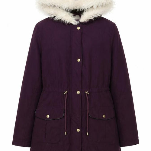 Dorothy Perkins Women’s Purple Faux Fur Hooded Parka Coat Size 10