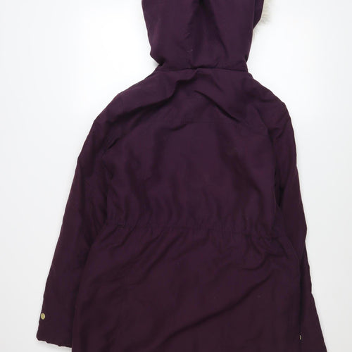 Dorothy Perkins Women’s Purple Faux Fur Hooded Parka Coat Size 10