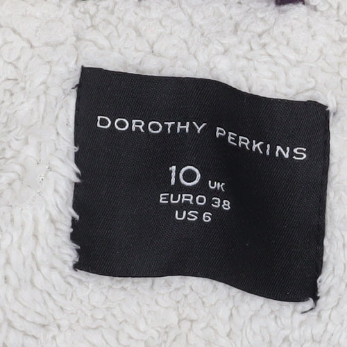 Dorothy Perkins Women’s Purple Faux Fur Hooded Parka Coat Size 10