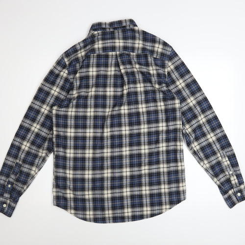 River Island Men's Blue Check Long Sleeve Button-Up Shirt Size M