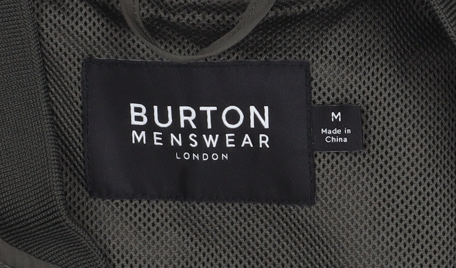 Burton Menswear London Men's Green Bomber Jacket Size M Zip Casual