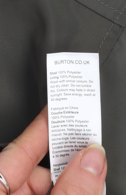 Burton Menswear London Men's Green Bomber Jacket Size M Zip Casual