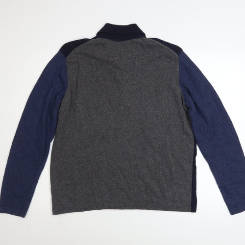 Universal Works Men’s Blue Wool Cashmere Collared Henley Jumper Size S