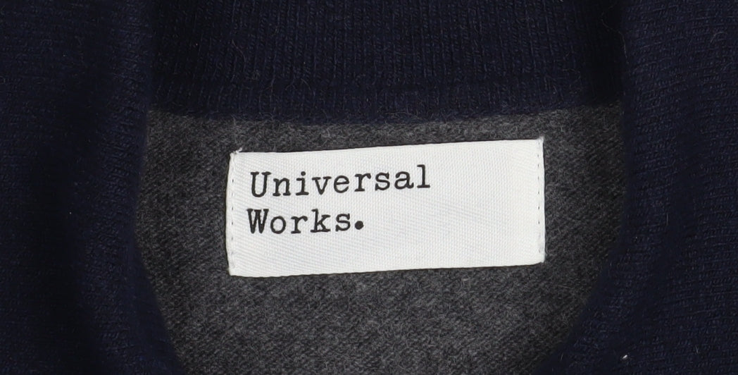 Universal Works Men’s Blue Wool Cashmere Collared Henley Jumper Size S