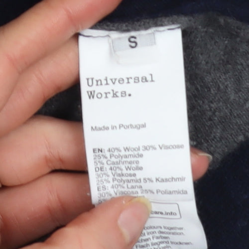 Universal Works Men’s Blue Wool Cashmere Collared Henley Jumper Size S