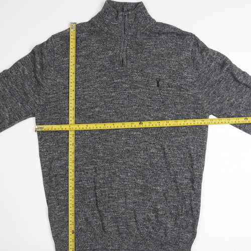 Next Men’s Grey Cotton Blend 1/2 Zip High Neck Jumper Size M
