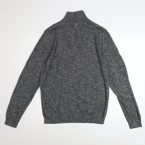 Next Men’s Grey Cotton Blend 1/2 Zip High Neck Jumper Size M
