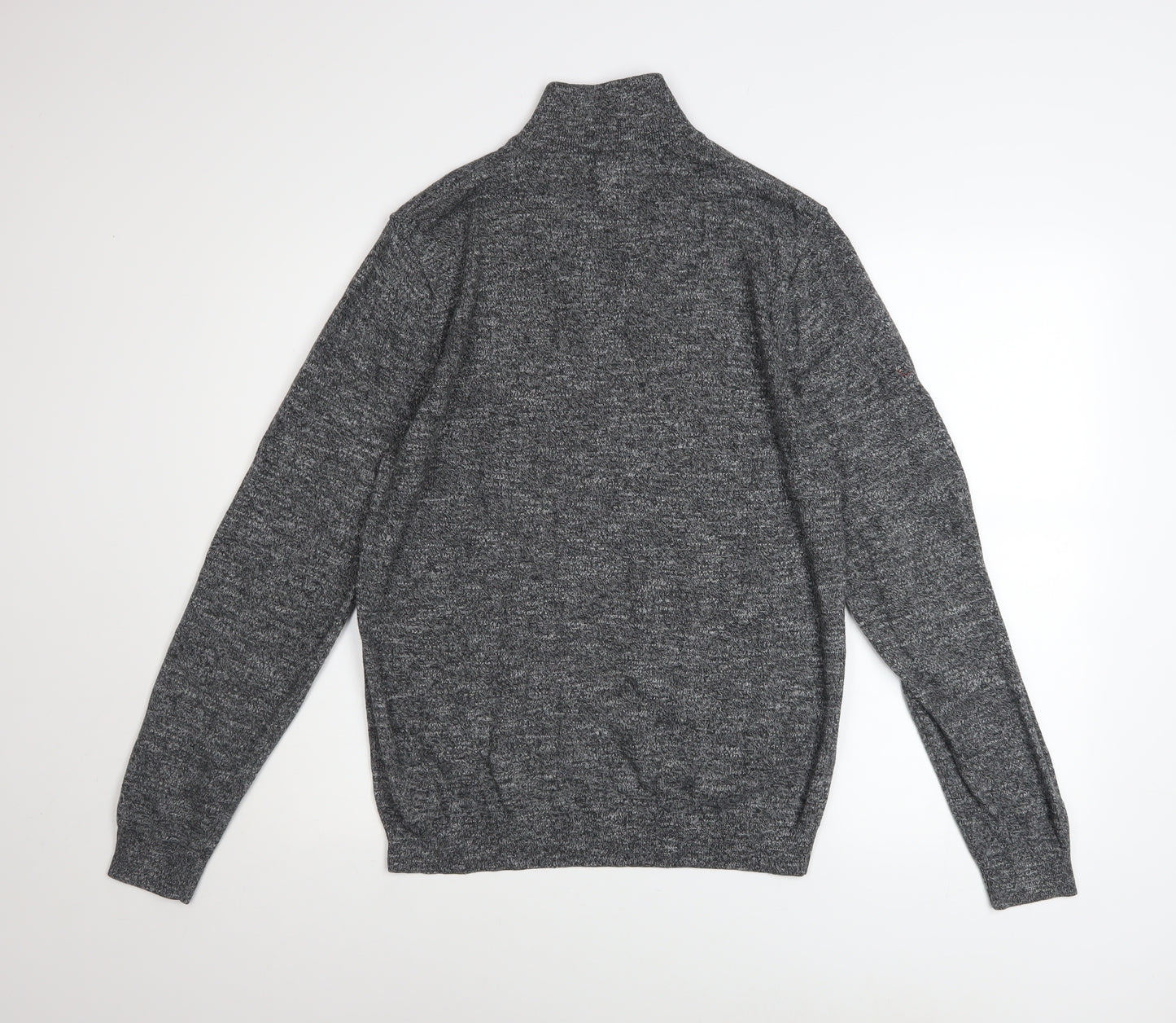 Next Men’s Grey Cotton Blend 1/2 Zip High Neck Jumper Size M