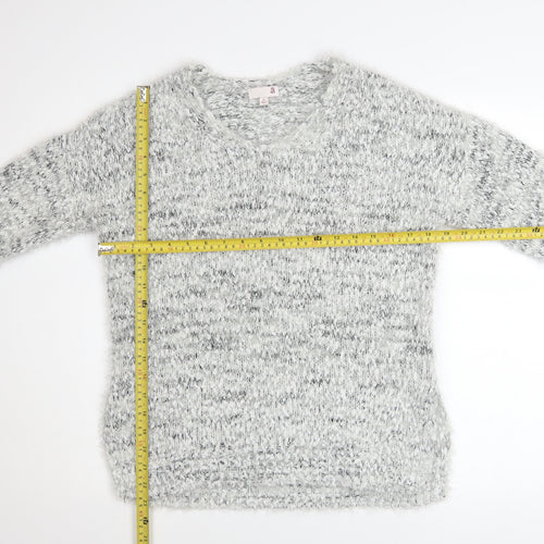 SO Womens Grey V-Neck Chunky Knit Pullover Jumper Size S