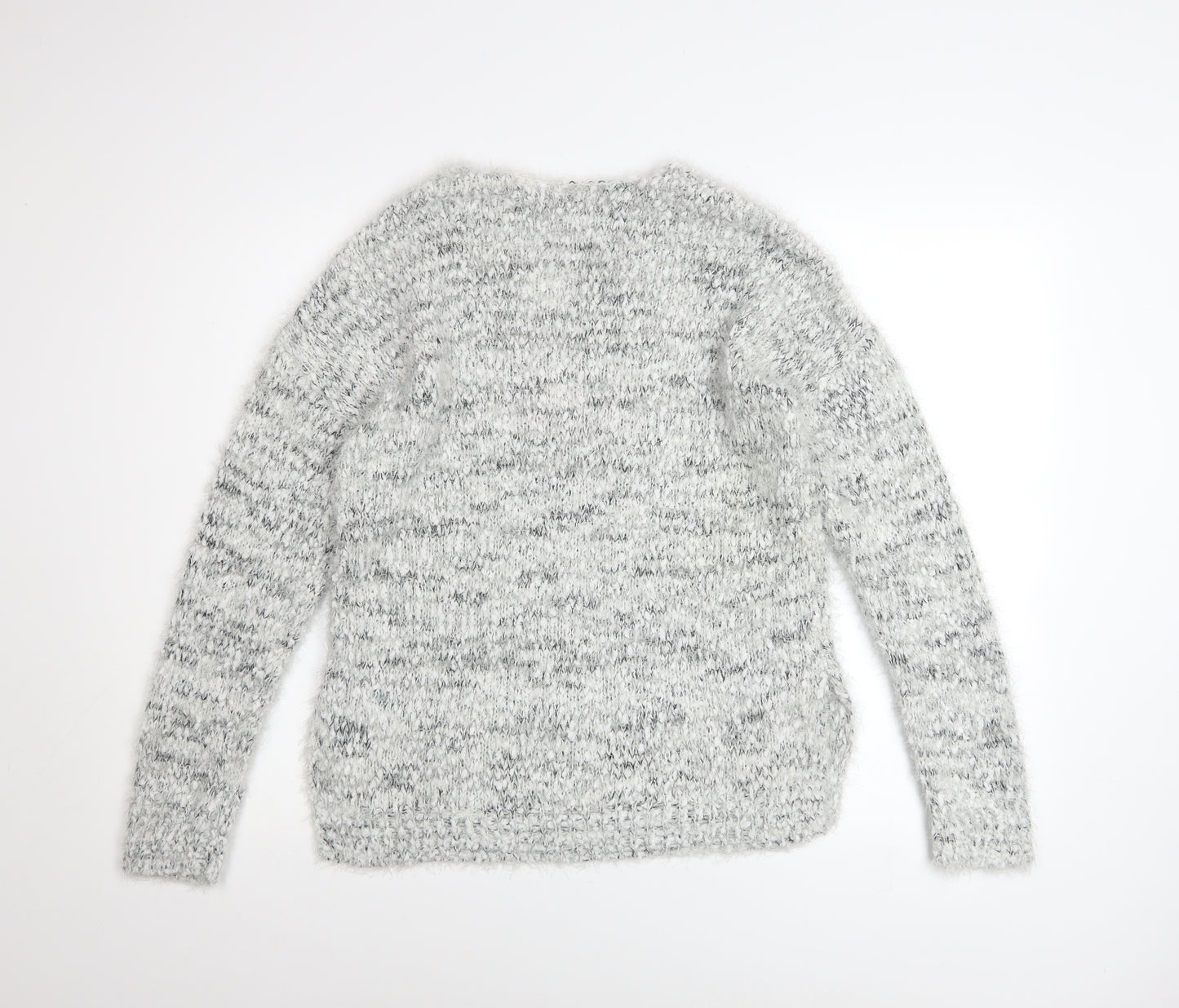 SO Womens Grey V-Neck Chunky Knit Pullover Jumper Size S