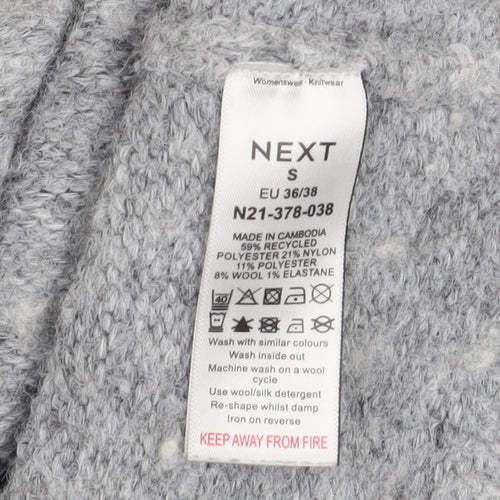 Next Women Grey Short Sleeve Knitted Jumper S Classic Wool Blend