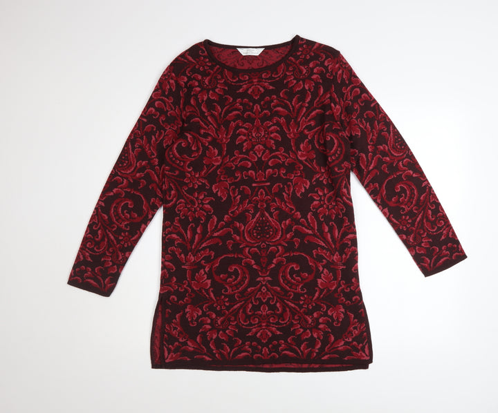 Marks and Spencer Women Red Paisley Knit Shift Dress Size 8