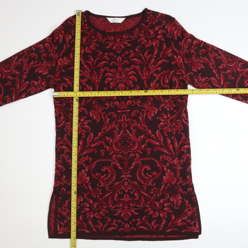 Marks and Spencer Women Red Paisley Knit Shift Dress Size 8