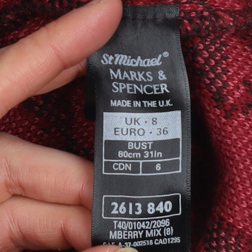 Marks and Spencer Women Red Paisley Knit Shift Dress Size 8