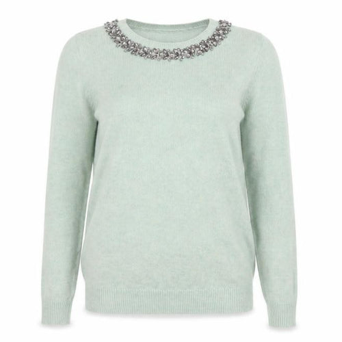 Topshop Women Green Jewel Neck Knit Pullover Jumper Size 6