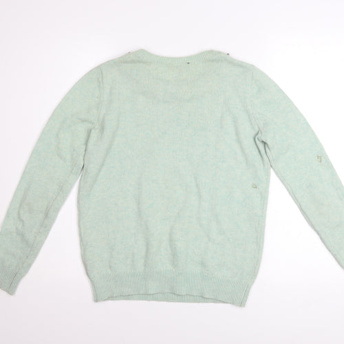 Topshop Women Green Jewel Neck Knit Pullover Jumper Size 6