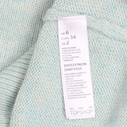 Topshop Women Green Jewel Neck Knit Pullover Jumper Size 6