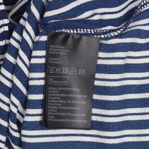 H&M Divided Womens Blue Striped Off Shoulder Ruffle Blouse Size 8