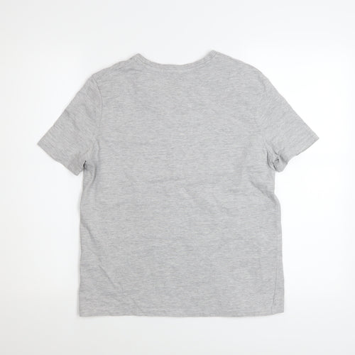 Zara Women Grey Cotton Short Sleeve Basic T-Shirt Size S