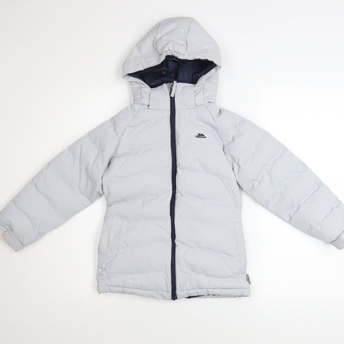 Trespass Girls Grey Waterproof Hooded Puffer Jacket Coat 5-6 Years