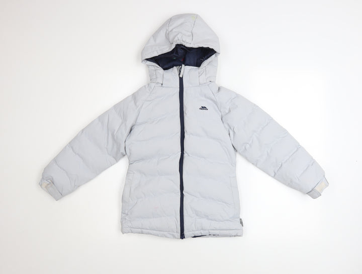 Trespass Girls Grey Waterproof Hooded Puffer Jacket Coat 5-6 Years